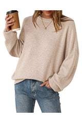 Arach&Cloz Women's Wool Blend Oversized Sweaters Crewneck Casual Fall Outfits Fashion Tops
