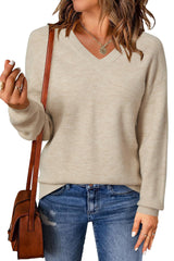 Arach&Cloz Women's Wool Blend V Neck Fall Business Casual Sweater Tops 2025