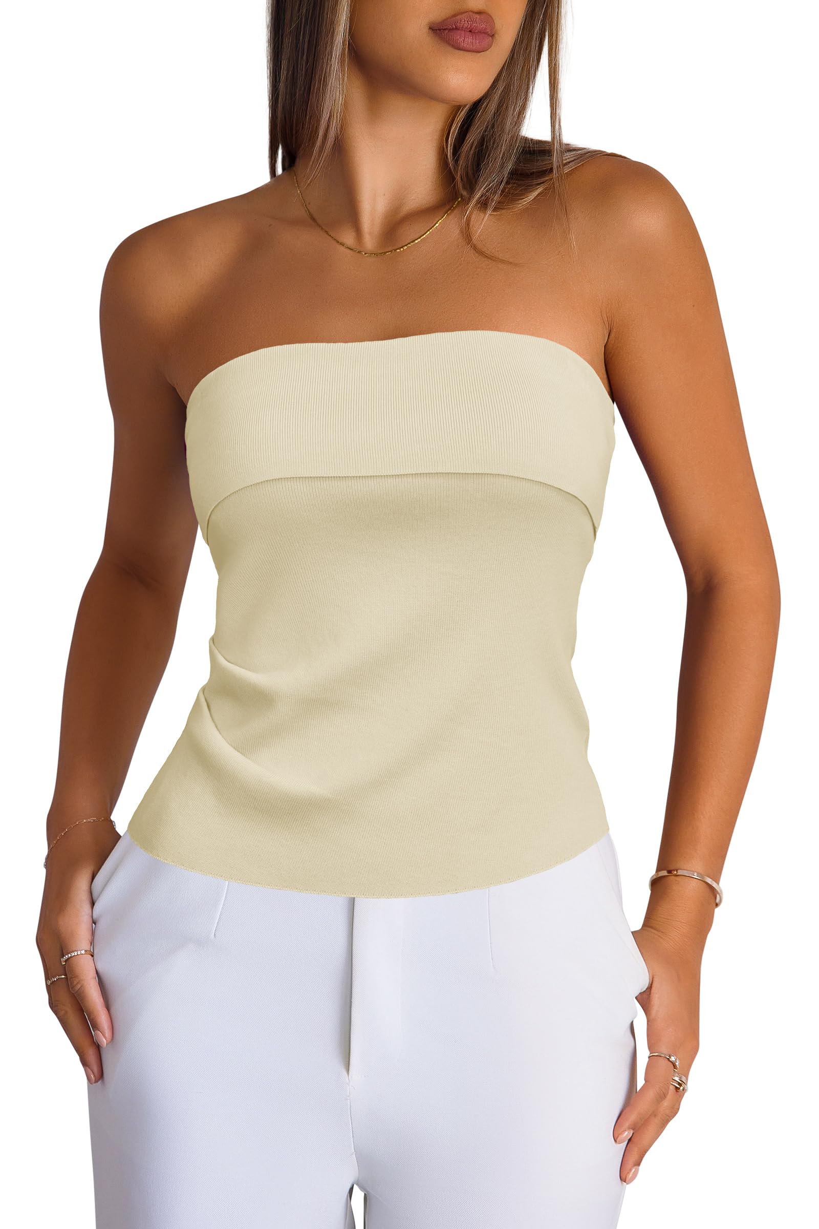 Arach&Cloz Women's Silk Blend Non See Through Non Slip Fall Fashion Tube Top 2025