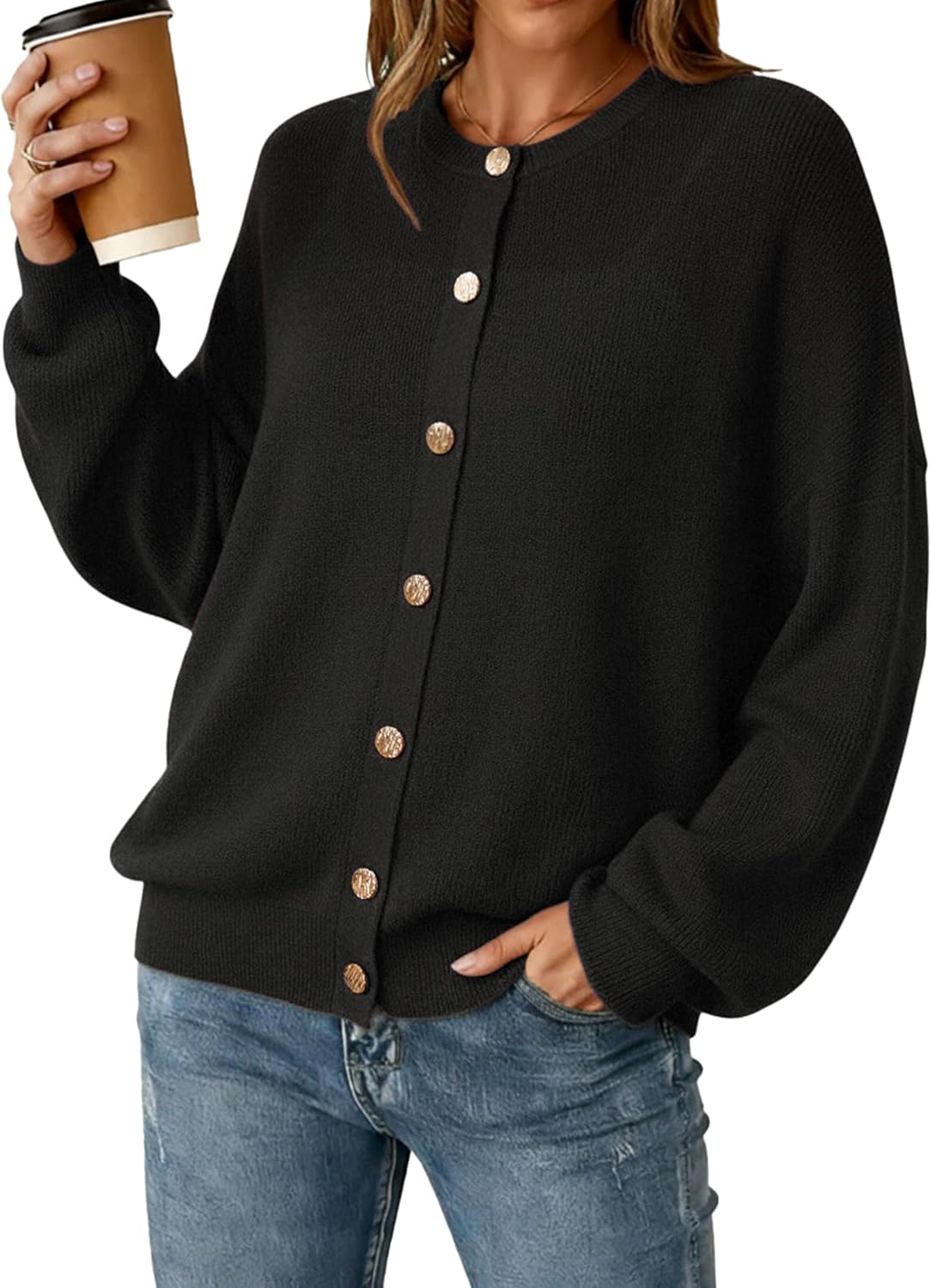 Arach&Cloz Women's Wool Blend Oversized Cardigan Sweaters Button Down Casual Winter Clothing