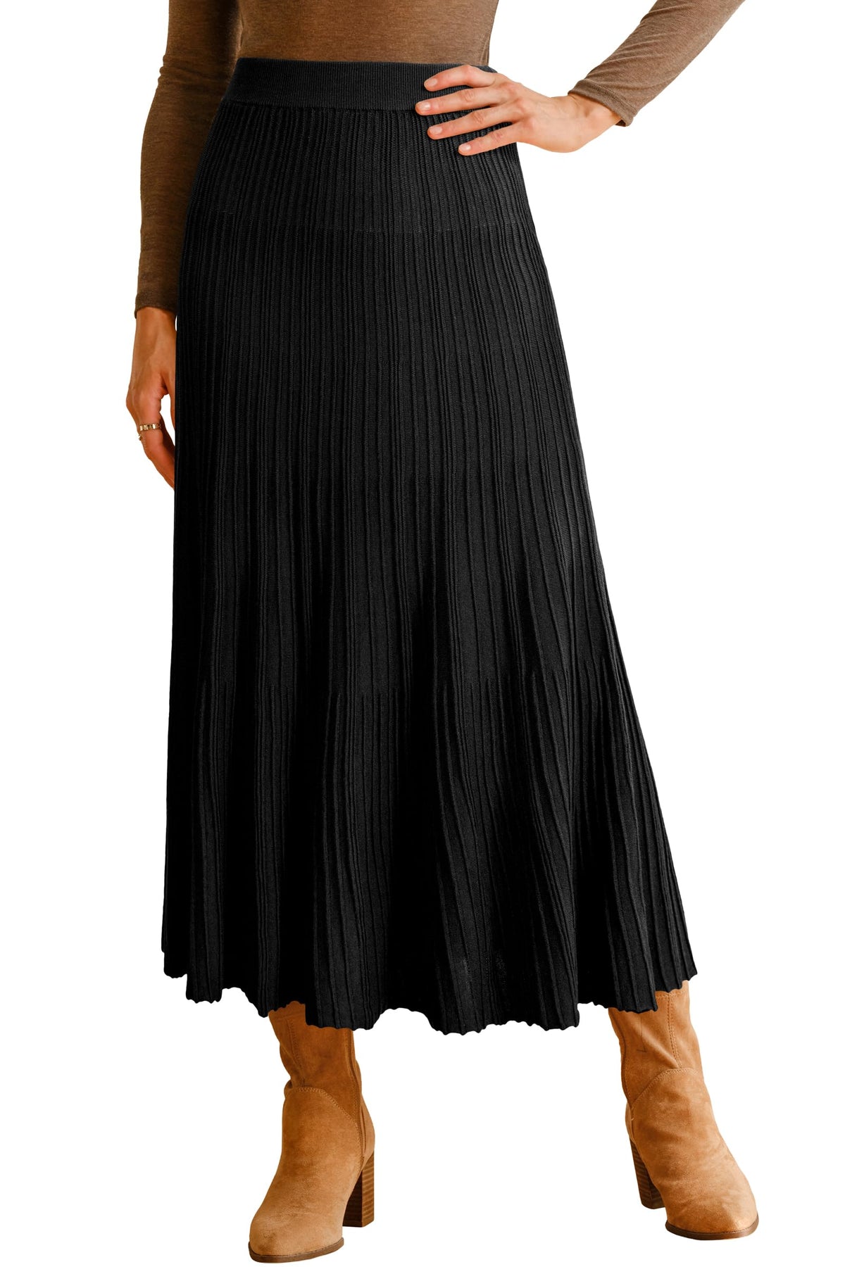 Arach&Cloz Wool-Blend A-Line Pleated Skirt — product image 12