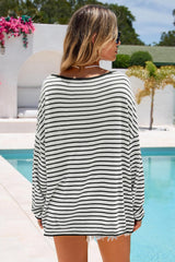 Arach&Cloz Women's Linen Blend Striped Spring Casual Off Shoulder Oversized Sweater Tops 2026
