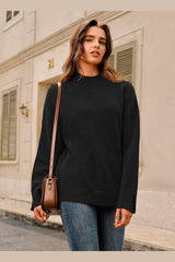 Arach&Cloz Women's Wool Blend Soft Mock Neck Casual Oversized Fall Sweater