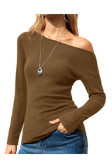 Arach&Cloz Women's Wool Blend Off The Shoulder Ruched Slim Fit Fall Sweaters 2025