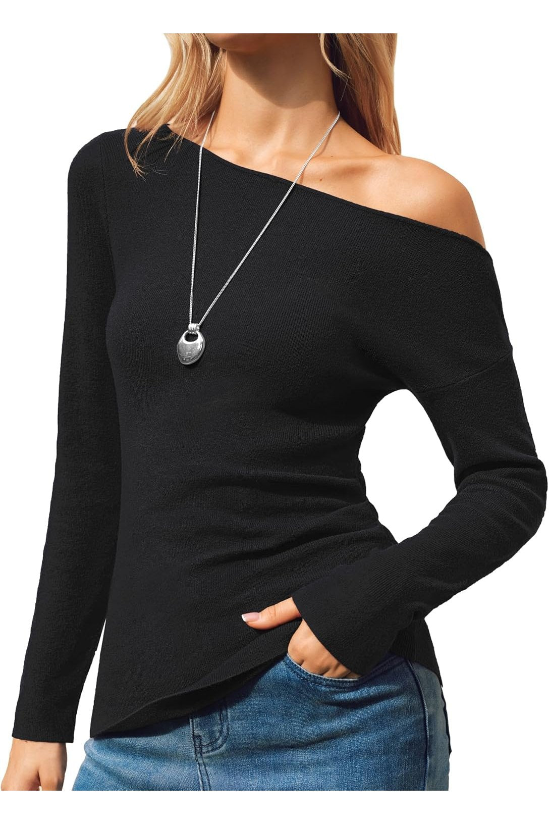 Arach&Cloz Wool-Blend Off-Shoulder Slim-Fit Ruched Pullover — product image 2