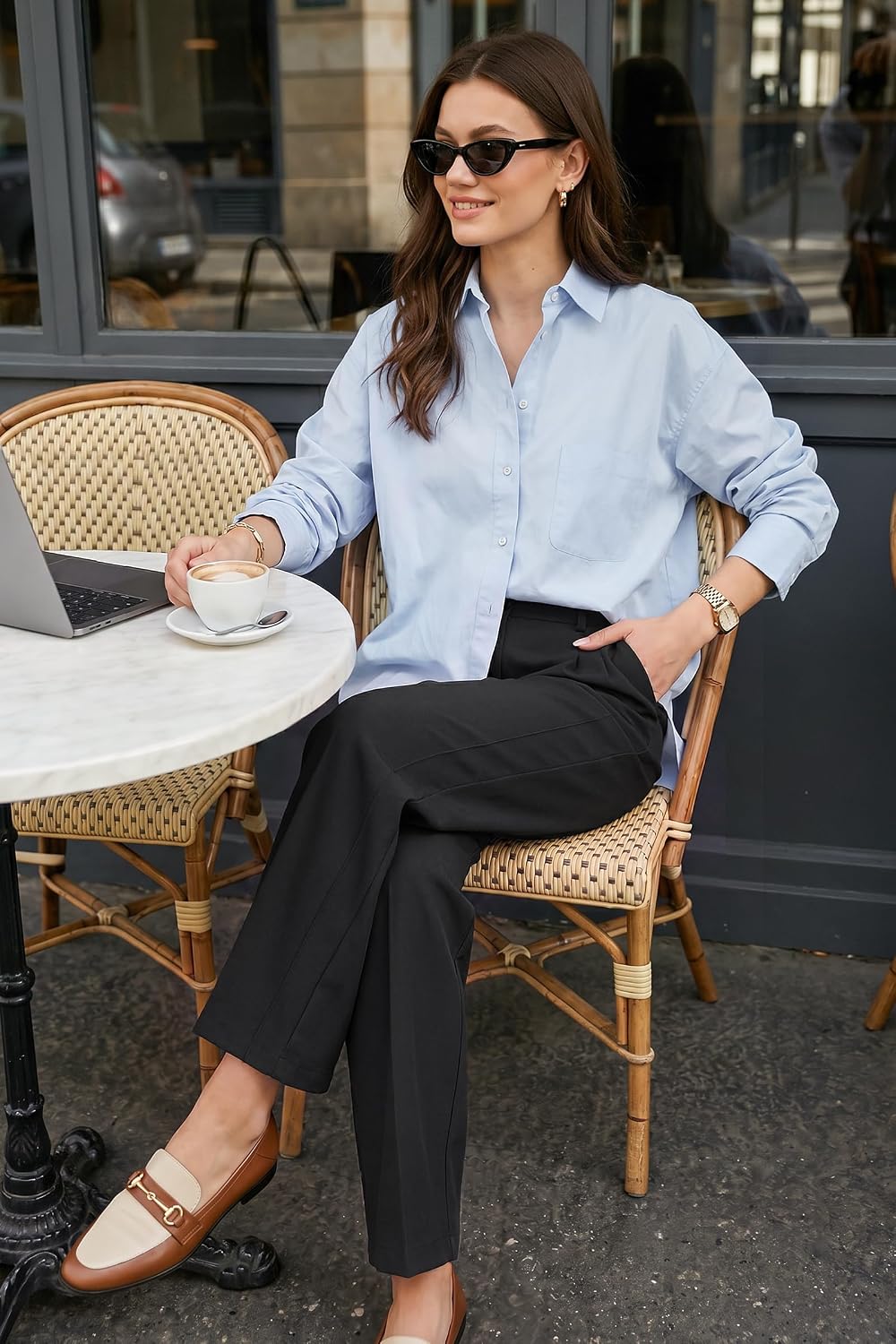 Arach&Cloz Linen-Blend High-Rise Ankle Trousers — product image 6
