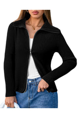 Arach&Cloz Women's Wool Blend Fall Fashion Zip Up Cardigan Sweaters 2025 Trendy