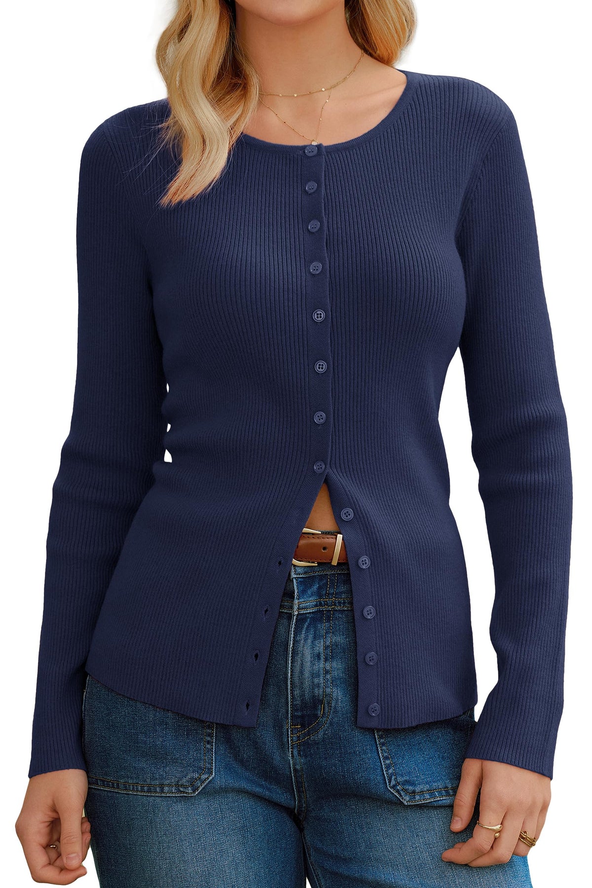 Arach&Cloz Wool-Blend Button-Front Cardigan — product image 7