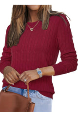 Arach&Cloz Women's Wool Blend Classic Crew Neck Casual Fall Sweaters