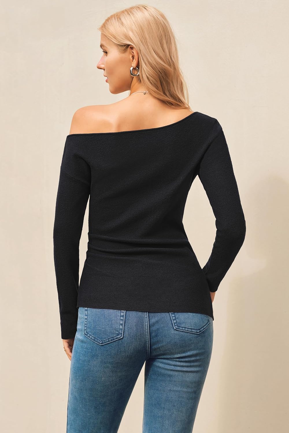 Arach&Cloz Wool-Blend Off-Shoulder Slim-Fit Ruched Pullover — product image 4