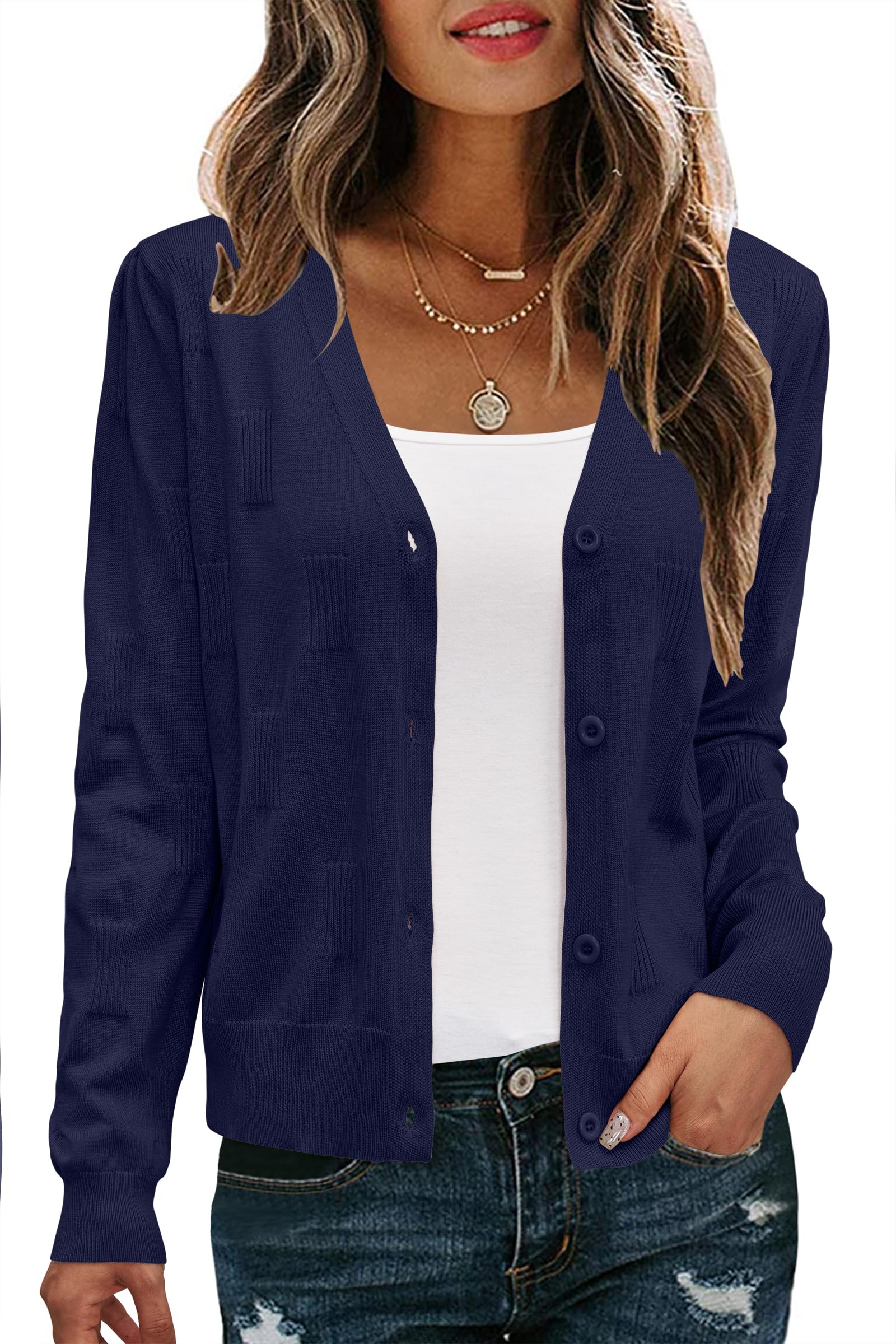 Arach&Cloz Women's Soft Cropped Cardigan Casual Lightweight Shrug Sweater Tops