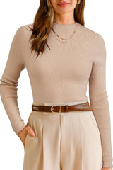 Arach&Cloz Women's Wool Blend Fall Seamless Rip Resistant Tops Opaque Business Casual Shirts