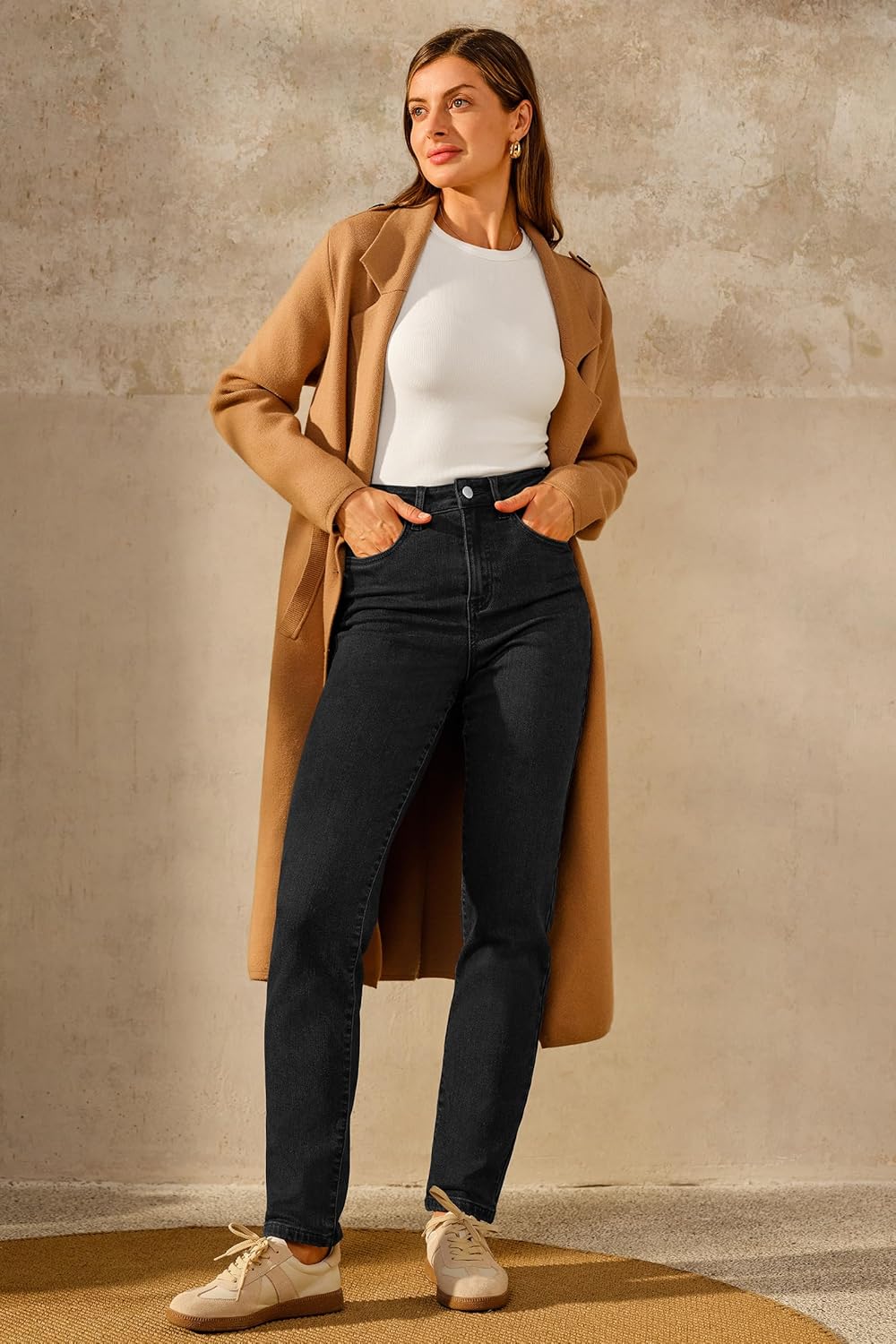 Arach&Cloz High-Waist Straight-Leg Fleece-Lined Trousers — product image 5