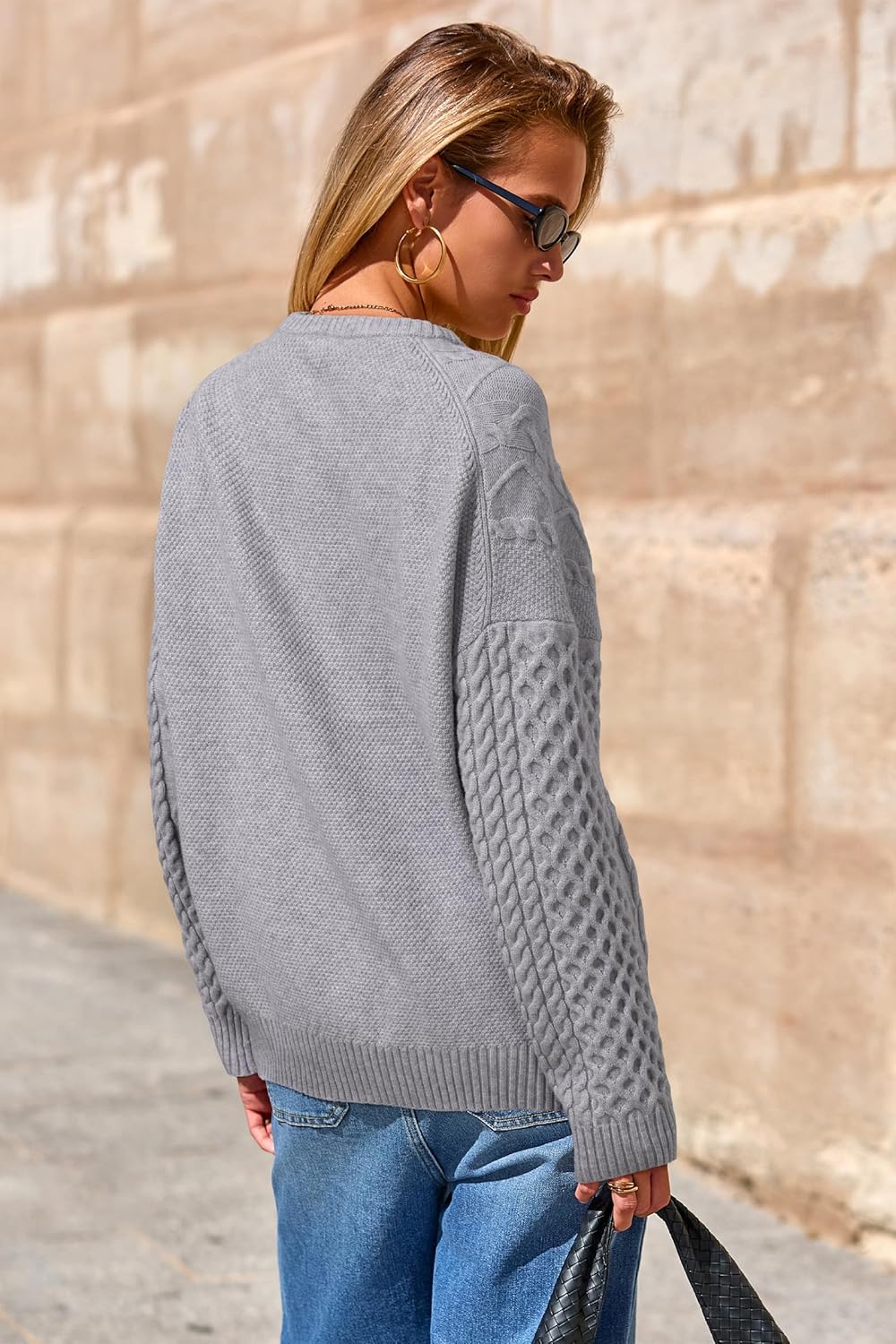 Arach&Cloz Wool-Blend Cable-Knit Oversized Pullover — product image 4