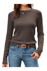 Arach&Cloz Women's Wool Blend Button-Cuff Fall Fashion Casual Sweaters
