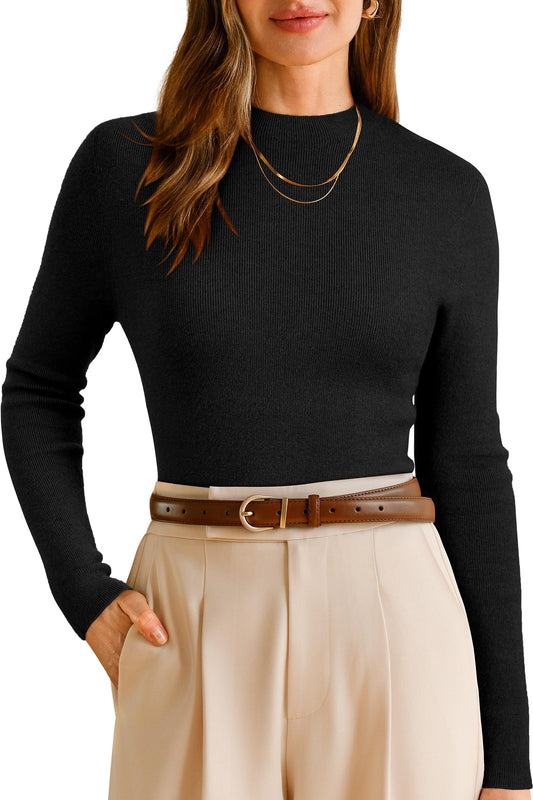 Arach&Cloz Women's Wool Blend Fall Seamless Rip Resistant Warm Layered Tops Business Casual Sweaters