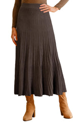 Arach&Cloz Women's Wool Blend Wide Elastic Band A-Line Pleated Flowy Long Skirts 2025
