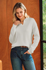 Arach&Cloz Women's 100% Cotton Collared V Neck Eyelet Knit Spring Polo Shirts 2026