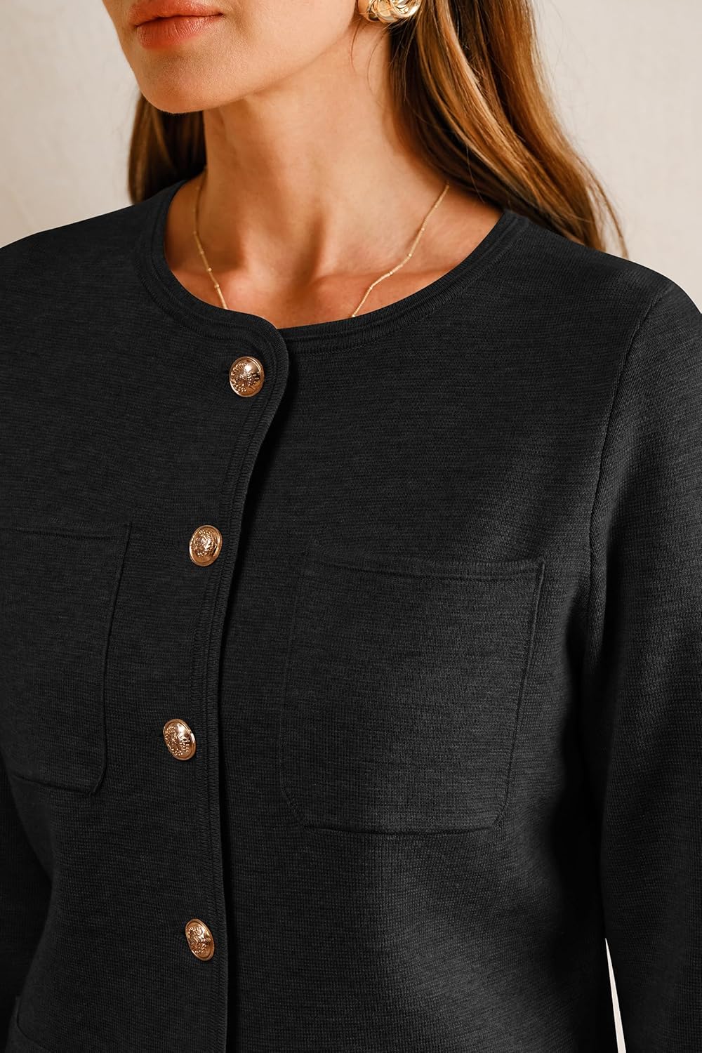 Arach&Cloz Wool-Blend Pocketed Knit Blazer — product image 6