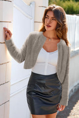 Arach&Cloz Women's Wool Blend Faux Fur Cropped Jacket Winter Chic Bolero Shrug 2025