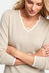 Arach&Cloz Women's 2026 Fall V Neck Sweaters Pullover Long Sleeve Knit Tops