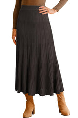 Arach&Cloz Women's Wool Blend Wide Elastic Band A-Line Pleated Flowy Long Skirts 2025