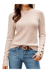 Arach&Cloz Women's Wool Blend Button-Cuff Fall Fashion Casual Sweaters