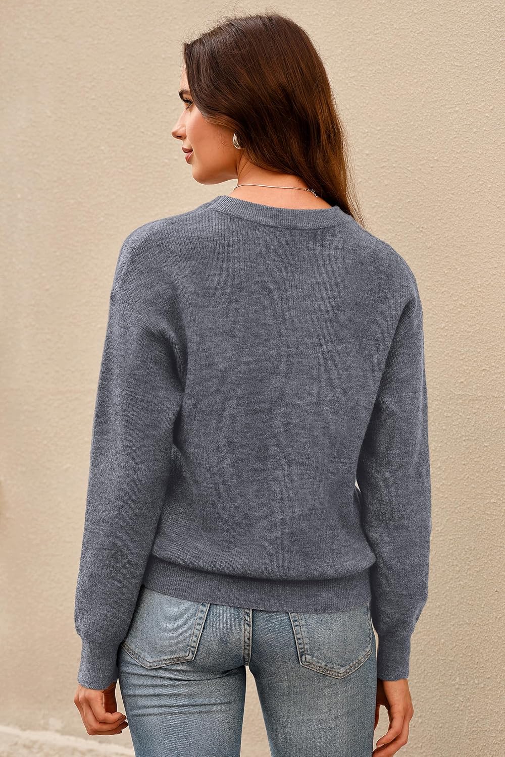 Arach&Cloz Wool-Blend V-Neck Knit Top — product image 4