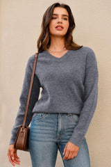 Arach&Cloz Women's Wool Blend V Neck Fall Business Casual Sweater Tops 2025