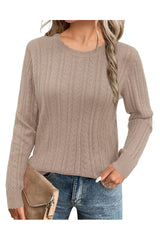 Arach&Cloz Women's Summer Fall Scalloped Lace Cuff Crewneck Tops Textured Shirts