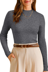 Arach&Cloz Women's Wool Blend Fall Seamless Rip Resistant Tops Opaque Business Casual Shirts