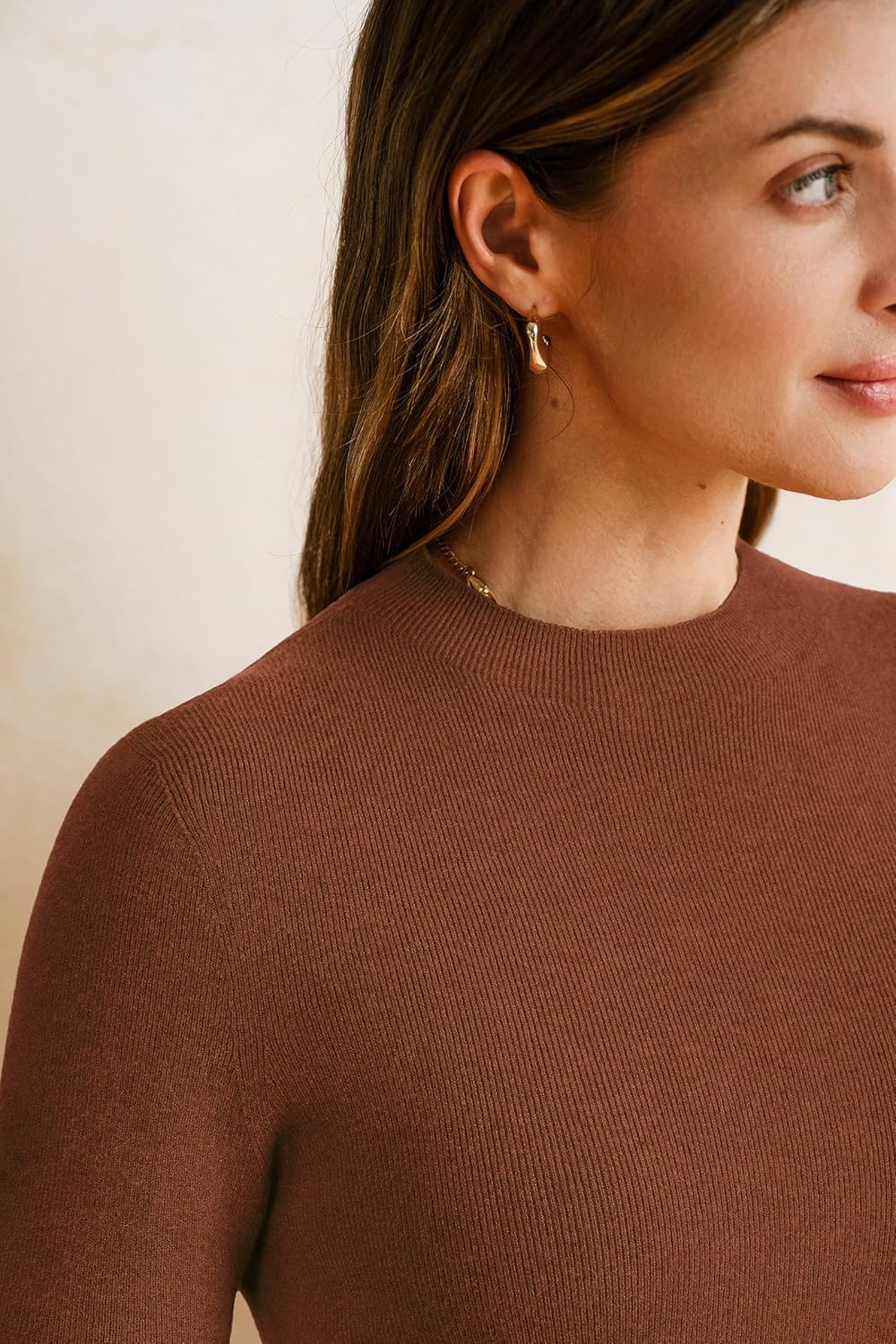 Arach&Cloz Women's Wool Blend Fall Seamless Rip Resistant Warm Layered Tops Business Casual Sweaters