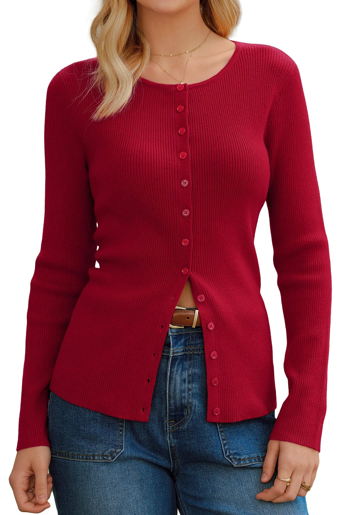 Arach&Cloz Wool-Blend Button-Front Cardigan — product image 8