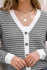 Arach&Cloz Women's V Neck Button Front Striped Casual Fall Cardigan Sweater