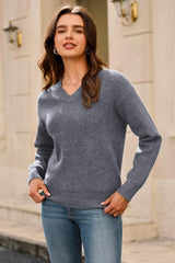 Arach&Cloz Women's Wool Blend V Neck Fall Business Casual Sweater Tops 2025