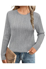 Arach&Cloz Women's Summer Fall Scalloped Lace Cuff Crewneck Tops Textured Shirts