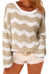 Arach&Cloz Women's Linen Blend Crochet Bell Sleeve Beach Vacation Striped Tops 2026