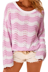 Arach&Cloz Women's Linen Blend Crochet Bell Sleeve Beach Vacation Striped Tops 2026