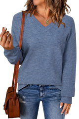 Arach&Cloz Women's Wool Blend V Neck Fall Business Casual Sweater Tops 2025