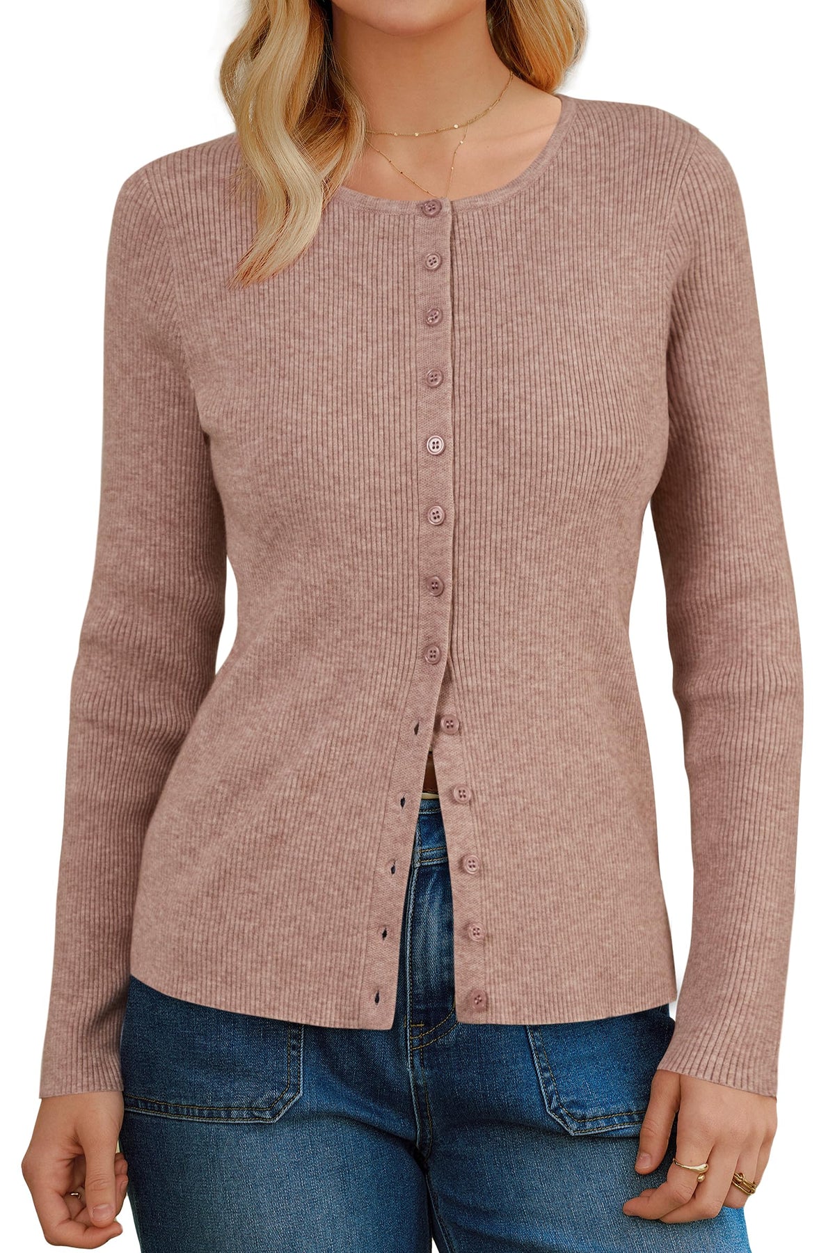 Arach&Cloz Wool-Blend Button-Front Cardigan — product image 6