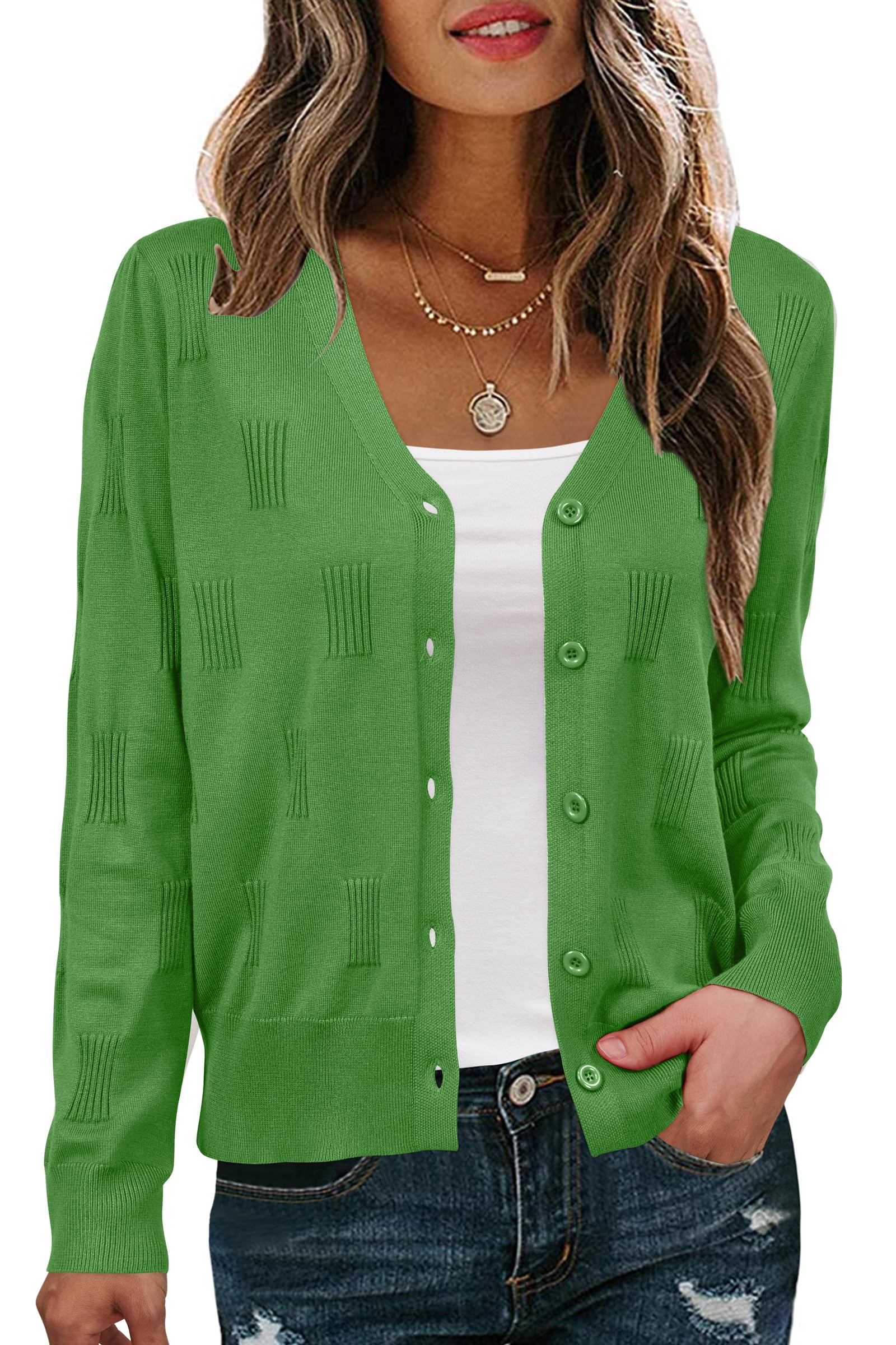 Arach&Cloz Women's Soft Cropped Cardigan Casual Lightweight Shrug Sweater Tops