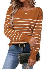 Arach&Cloz Women's Wool Blend Striped Boat Neck Fall Dressy Casual Sweater Tops 2025