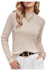 Wool Blend Sweaters Mock Neck Business Casual Outfits