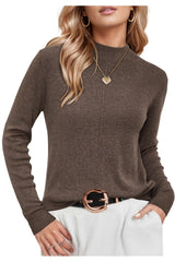 Wool Blend Sweaters Mock Neck Business Casual Outfits