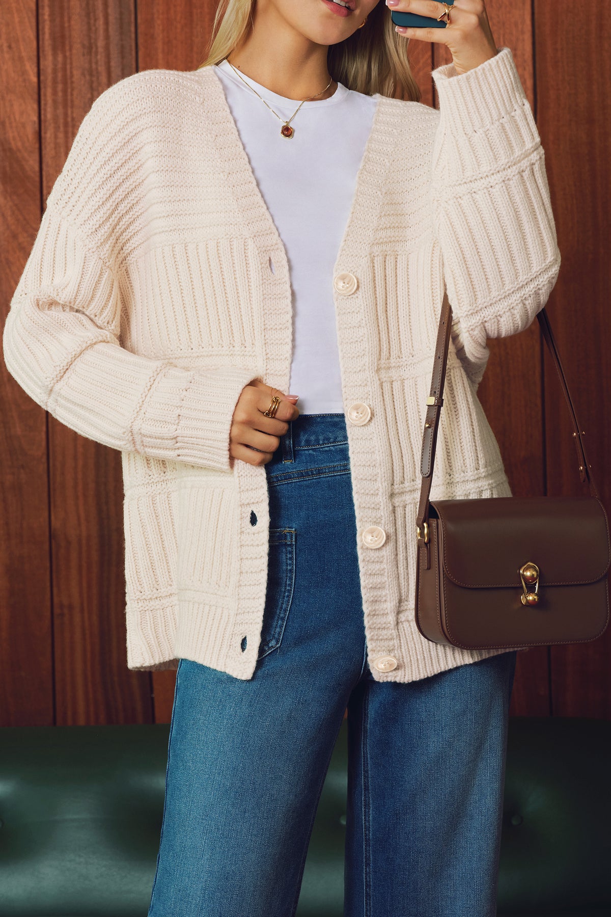 Arach&Cloz Wool-Blend Chunky-Knit Cardigan — product image 16