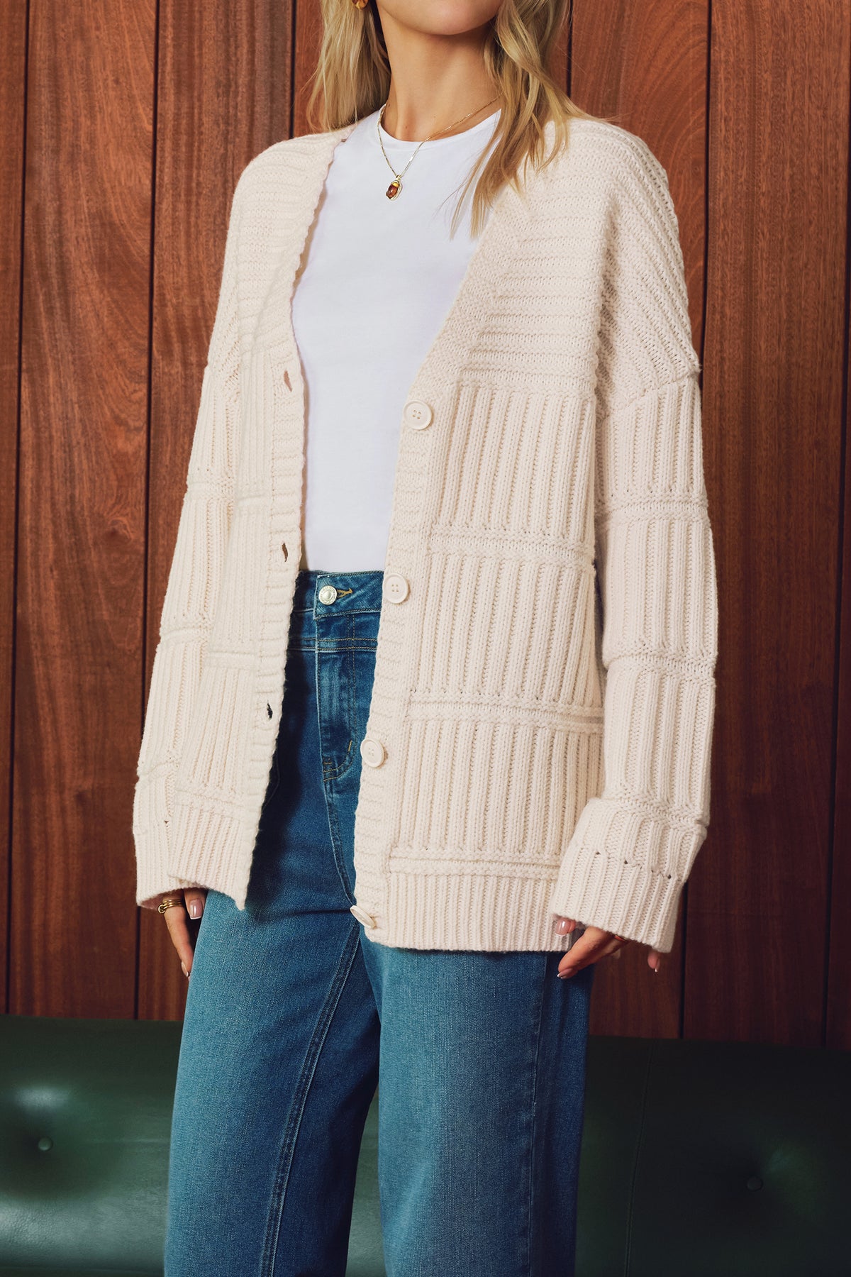Arach&Cloz Wool-Blend Chunky-Knit Cardigan — product image 15
