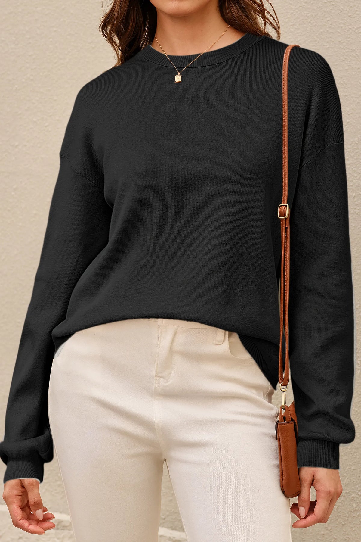 Arach&Cloz 100% Cotton Crew-Neck Relaxed-Fit Knit Top — product image 8