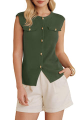 Arach&Cloz Women's Button Front Slit Hem Sleeveless Blazer Vest (2026)