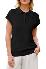 Arach&Cloz Women's Wool Blend Cap Sleeve Polo Sweater Vest(2026)