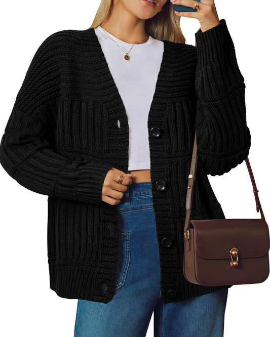 Arach&Cloz Women's Wool Blend Chunky Knit Winter Cardigan Sweaters